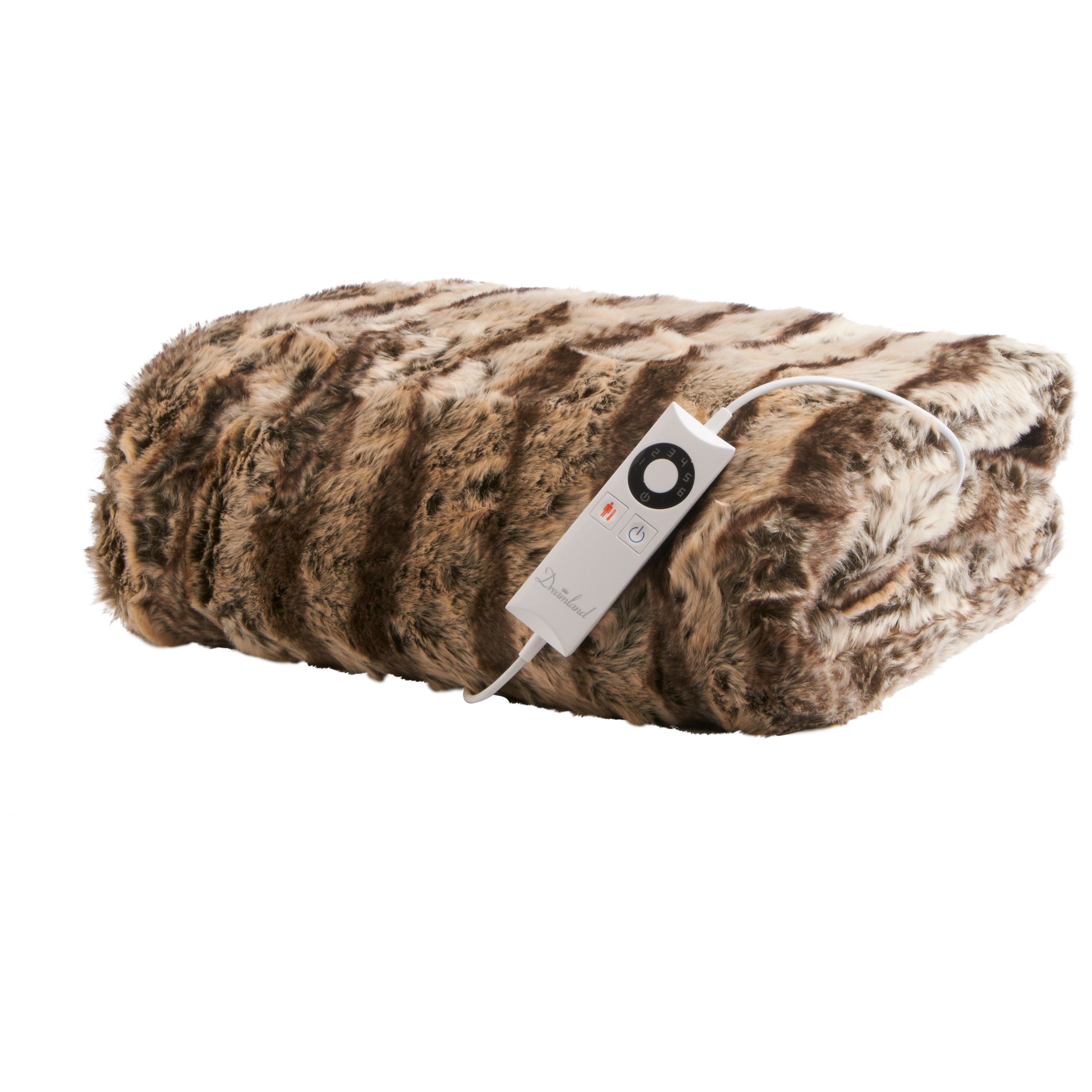 Dreamland 16084 Relaxwell Deluxe Faux Fur Heated Throw, Large at John Lewis