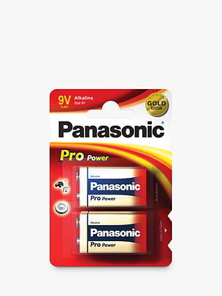Panasonic Pro Power 6LR61 Alkaline 9V Battery, Pack of 2