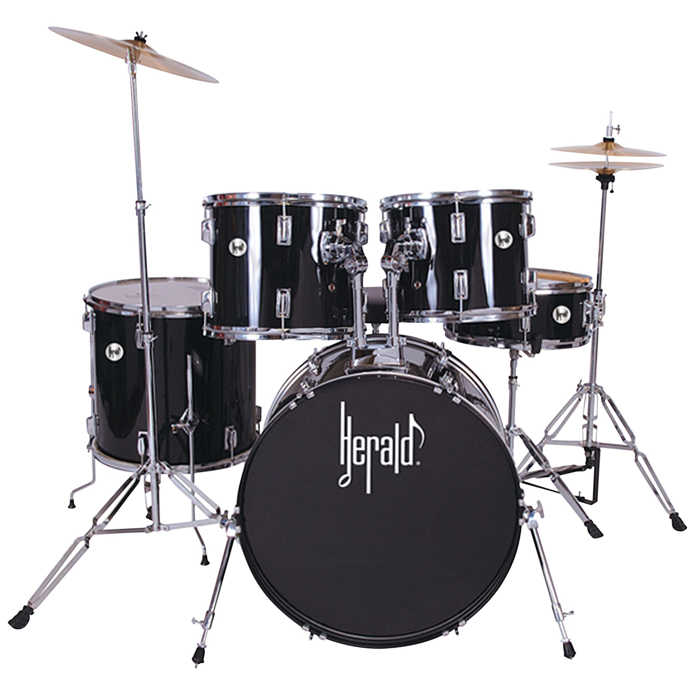 Herald 5-Piece Full Size Drum Kit, Black