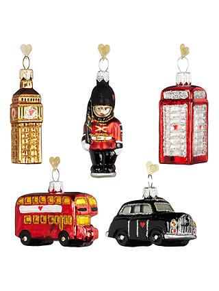 Bombki Tourism Little London Glass Hanging Decorations, Set of 5