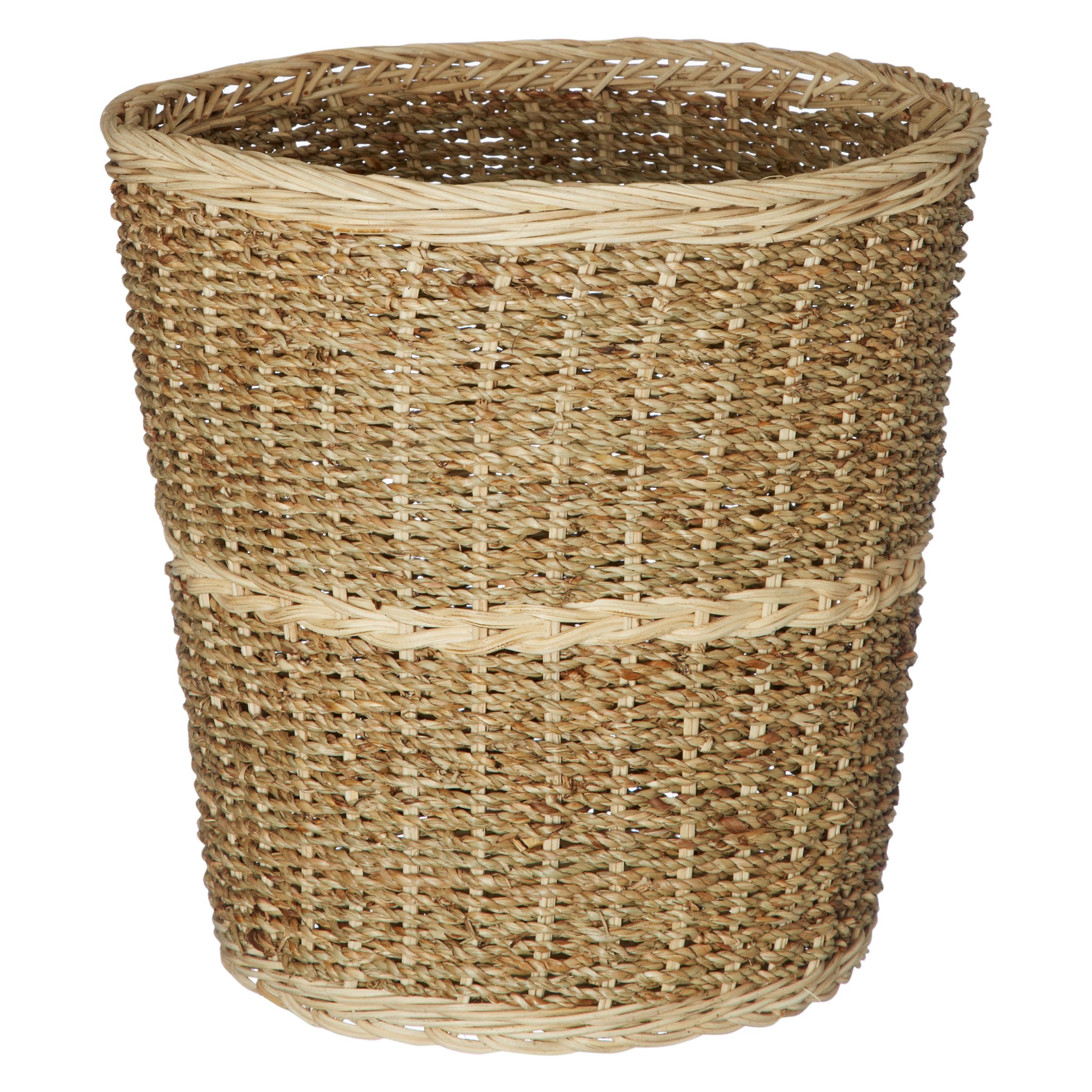John Lewis Striped Seagrass and Wicker Wastepaper Basket