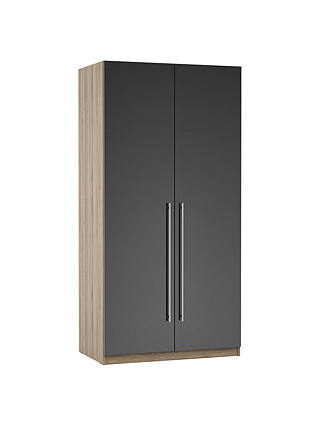 House by John Lewis Mix it T-bar Handle Double Wardrobe, Gloss House Steel/Grey Ash