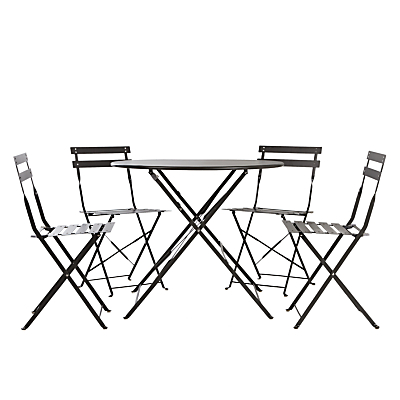 House by John Lewis Soho Round 4 Seater Outdoor Bistro Set, Charcoal