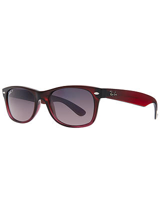 Ray Ban RB2132 843/77 New Wayfarer Polarised Sunglasses, Dark Red