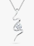 Jools by Jenny Brown Sterling Silver Cubic Zirconia S-Shape Pendant, Rhodium