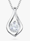 Jools by Jenny Brown Rhodium Plated Silver Cubic Zirconia Small Twisted Drop Pendant