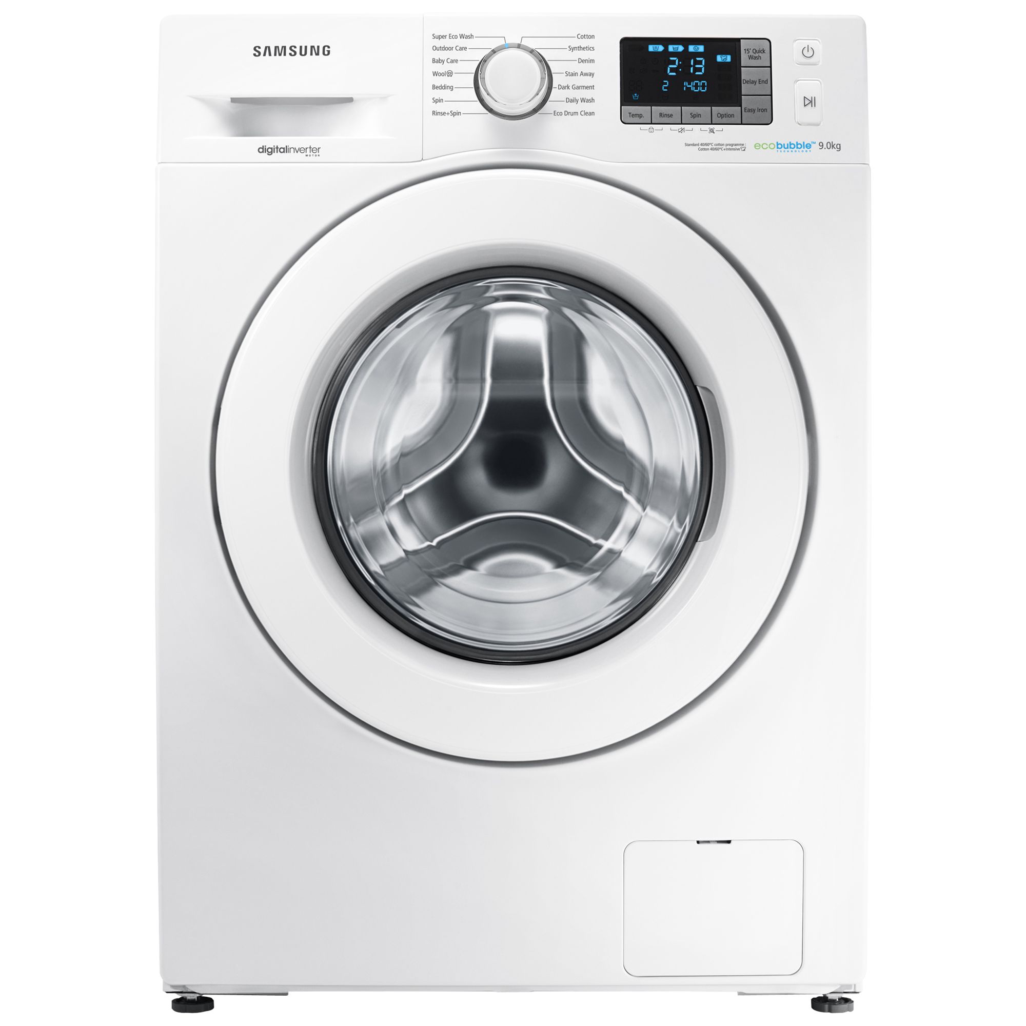 Samsung WF90F5E3U4W ecobubble™ Freestanding Washing Machine, 9kg Load, A+++ Energy Rating, 1400rpm Spin, White
