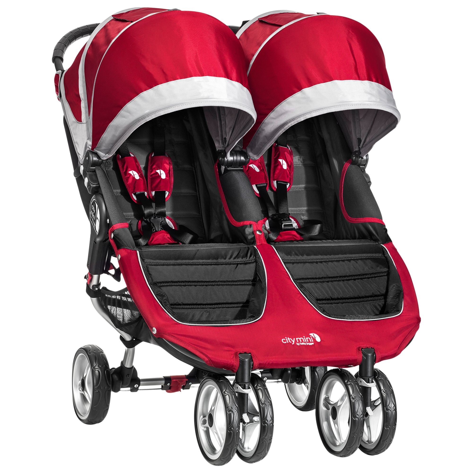 Baby Jogger City Mini Twin Pushchair, Crimson/Grey