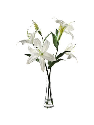 Artificial Peony Lily Vase, White, Large