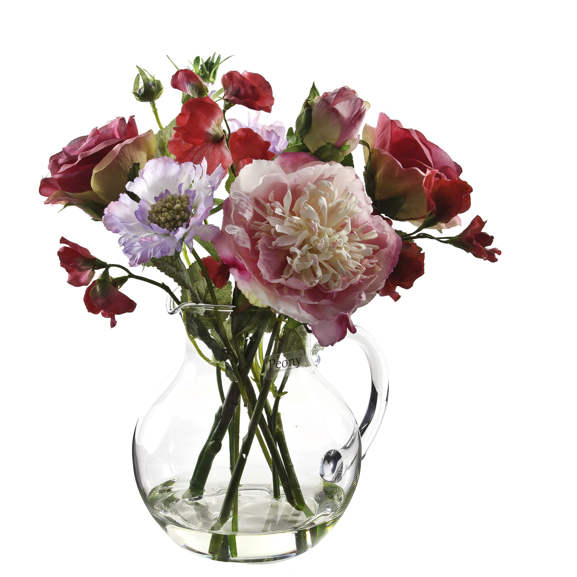 Cottage Garden Flowers in Glass Jug,