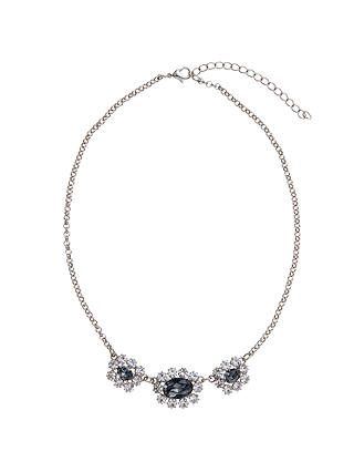 John Lewis & Partners Trinity Crystal Cluster Short Statement Necklace, Black / Silver