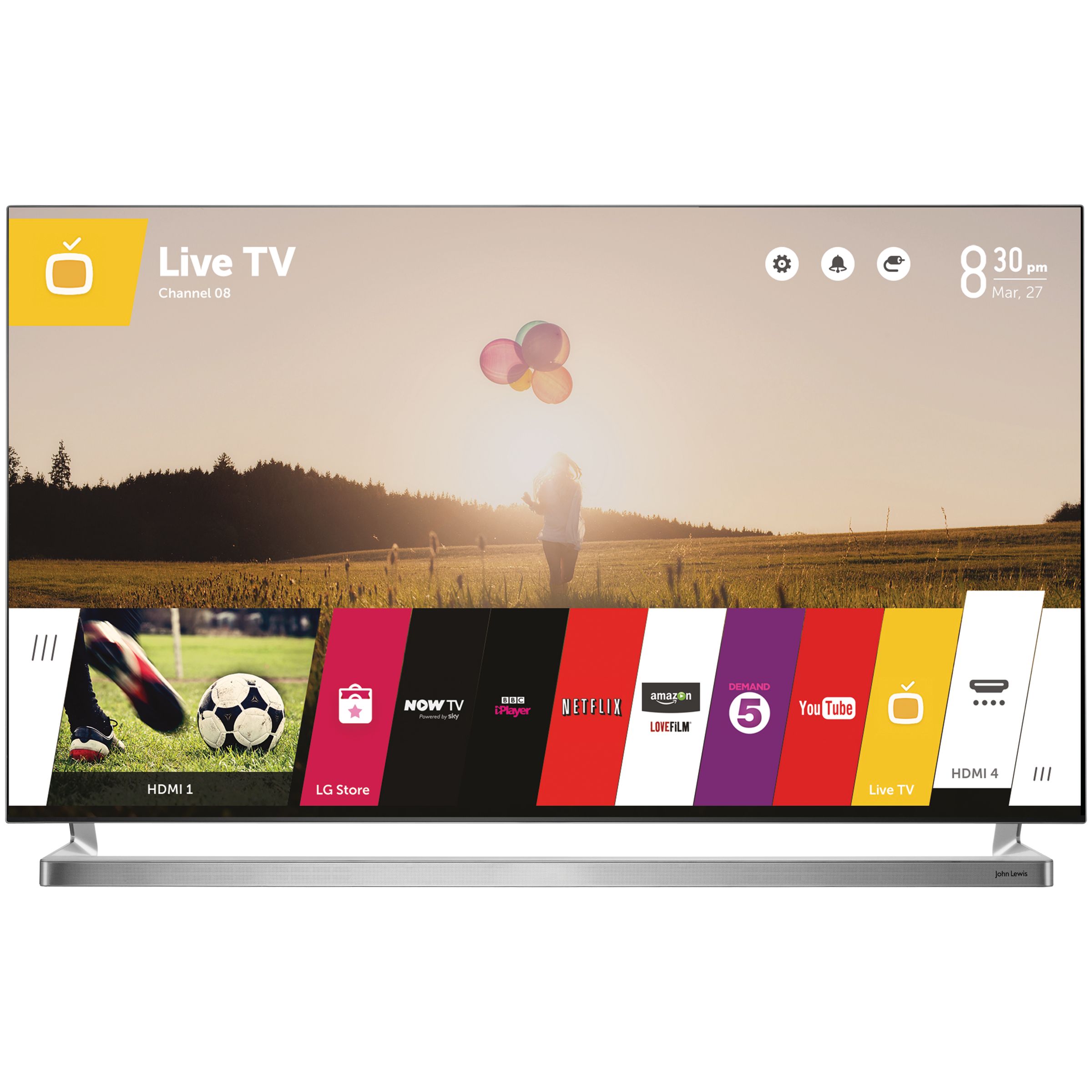 John Lewis 49JL9000 LED HD 1080p 3D Smart TV, 49" with Freeview HD & 2x 3D Glasses