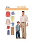Simplicity Men's/Boys' Shirt & Pants Sewing Pattern, 4760, A