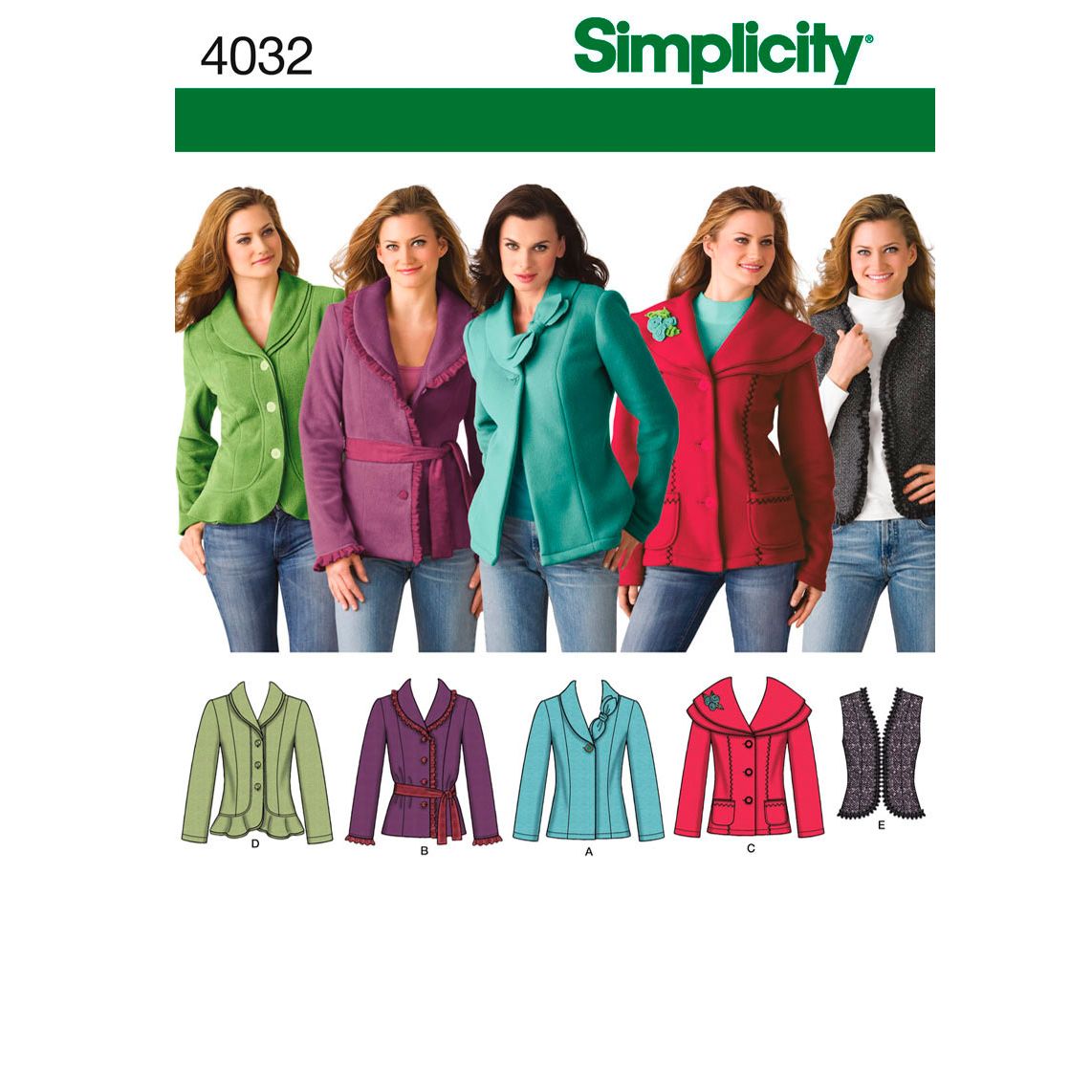 Simplicity Jackets & Vests Sewing Leaflet, 4032