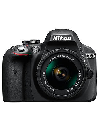 Nikon D3300 Digital SLR Camera with 18-55mm VR Lens, HD 1080p, 24.2MP, Optical ViewFinder,  3" LCD Monitor, Black