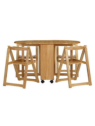 John Lewis & Partners Butterfly Drop Leaf Folding Dining Table and Four Chairs
