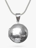 Nina B Sterling Silver Round Locket Pendant Necklace, Silver