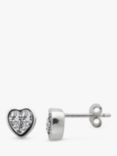 Nina B Sterling Silver Heart Stud Earrings, Cubic Zirconia