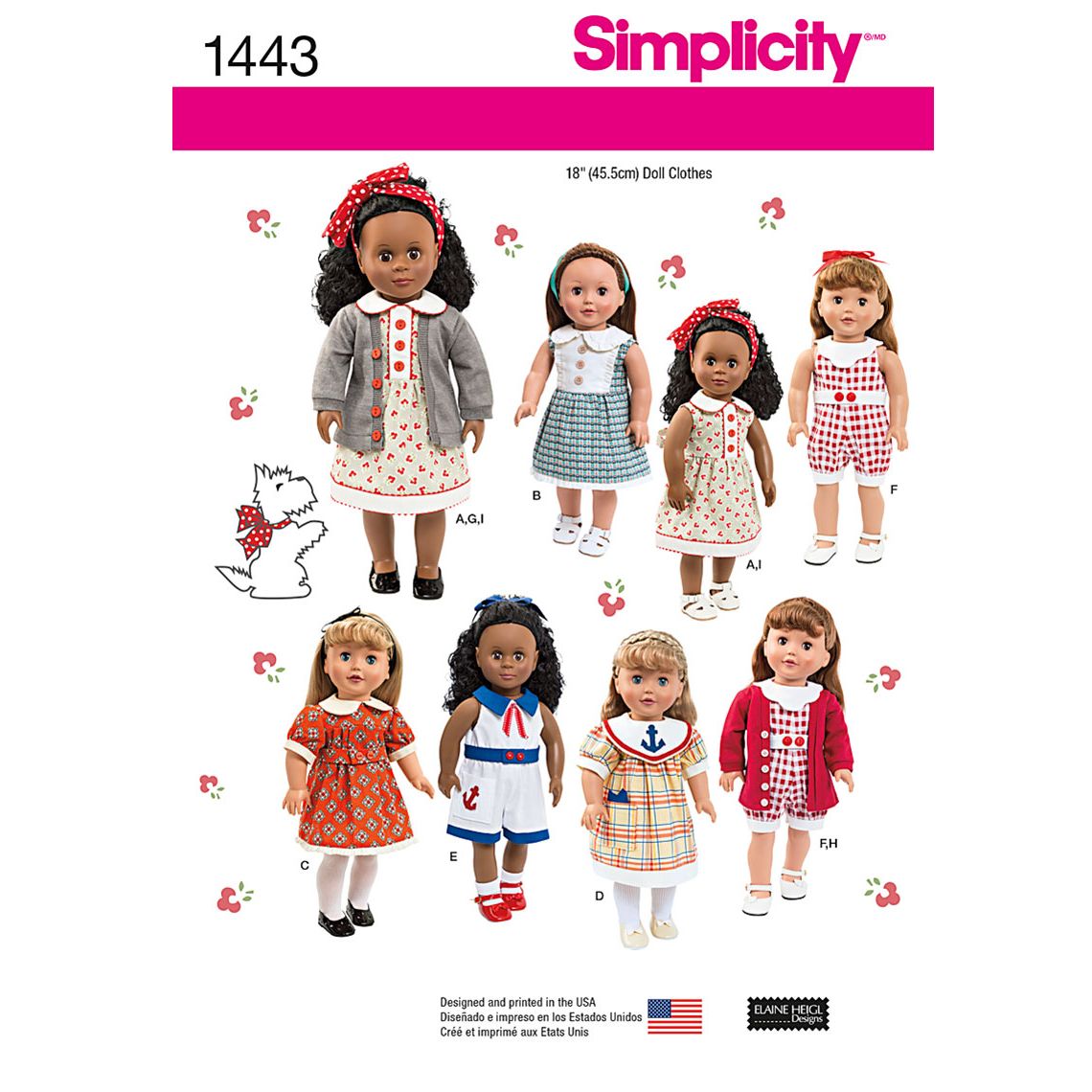 Simplicity Dolls Clothes Sewing Pattern, 1443