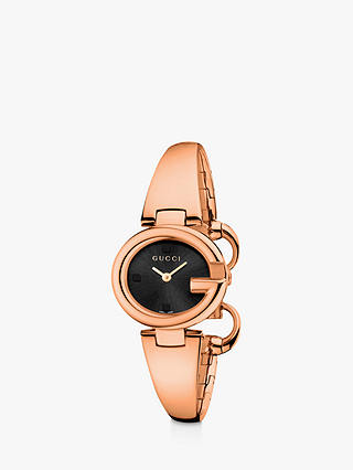 Gucci YA134509 Women's Guccissima Bangle Strap Watch, Rose Gold/Black