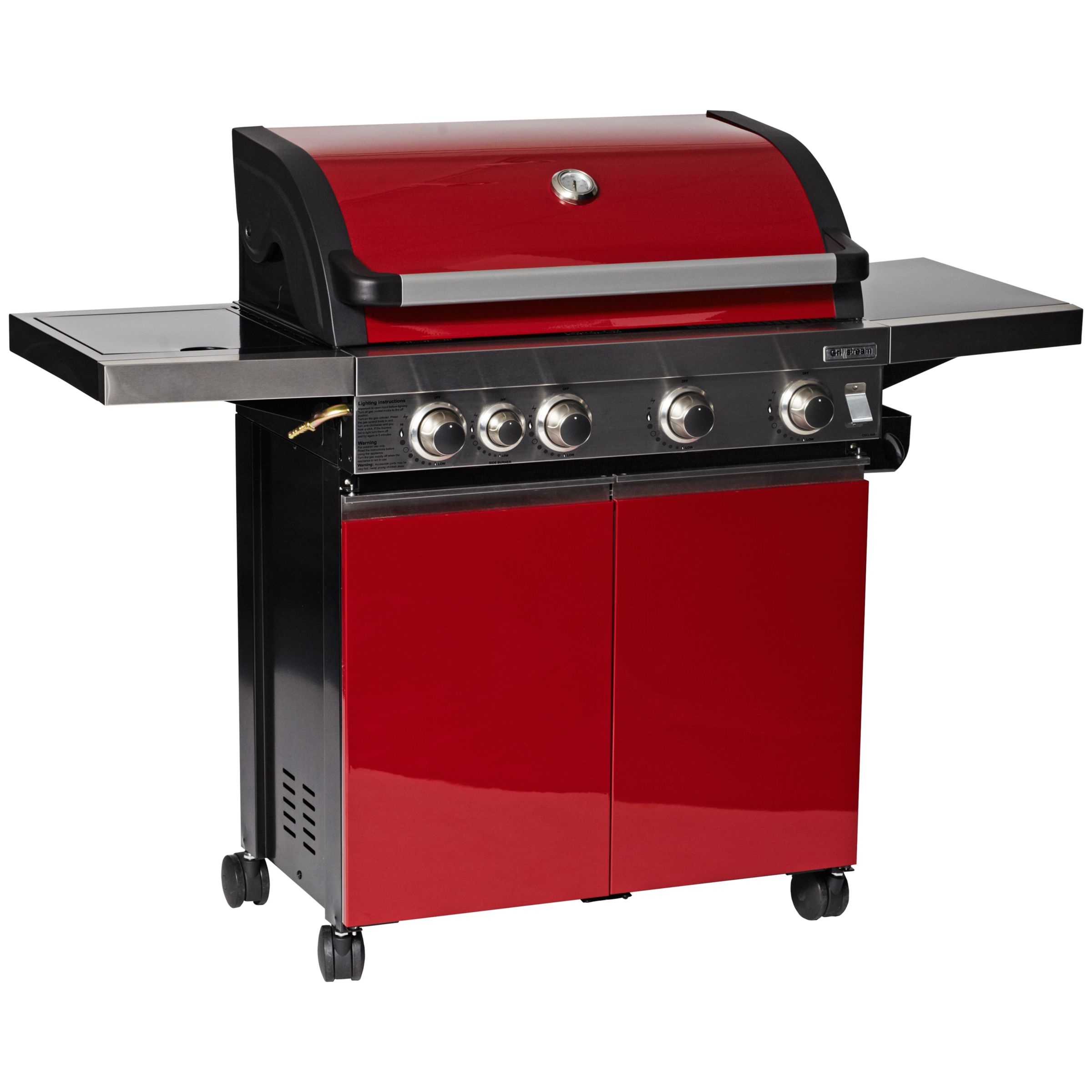 Leisuregrow Hooded 4-Burner Gas Barbecue, Red