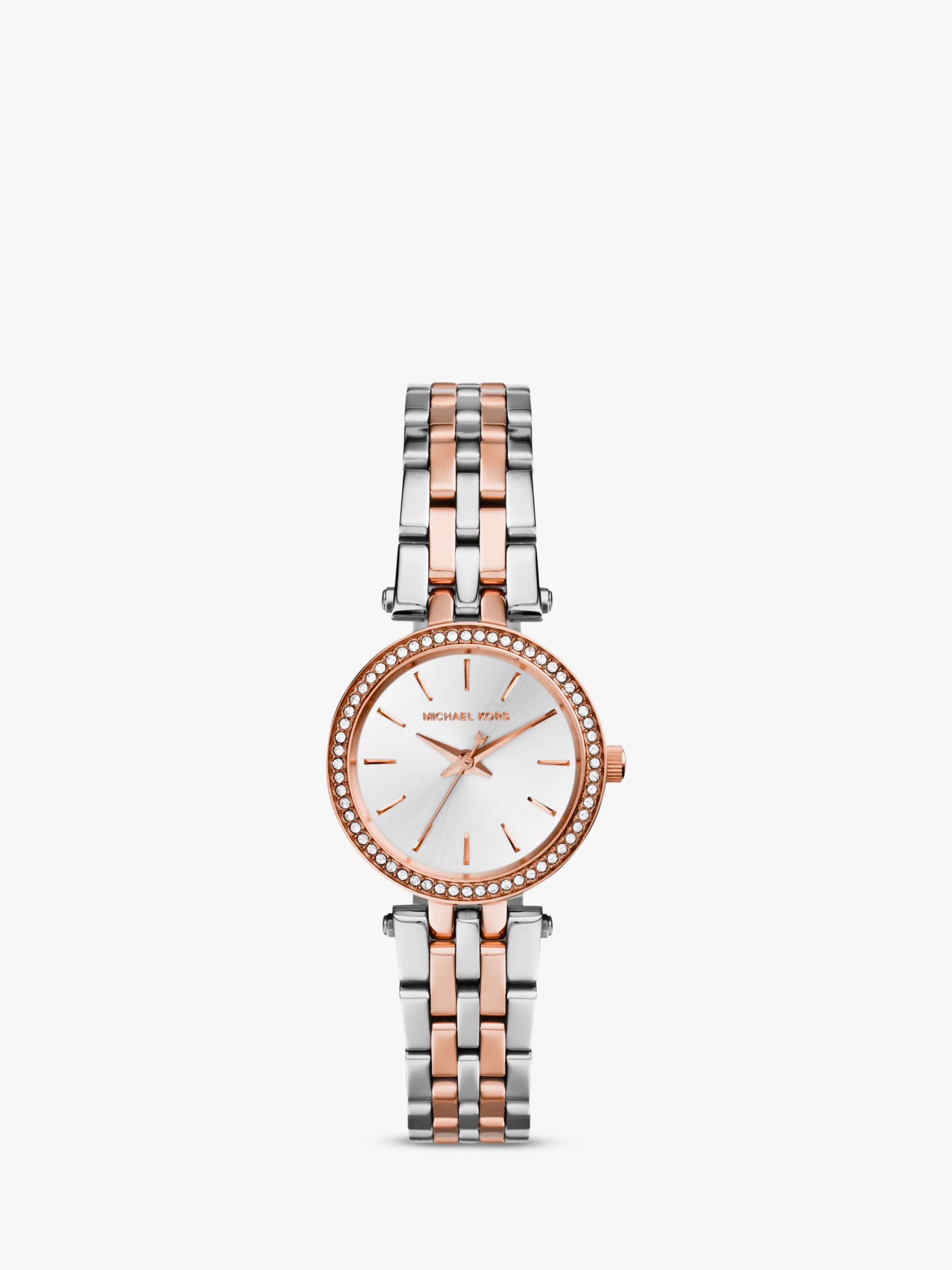 mk silver and rose gold watch