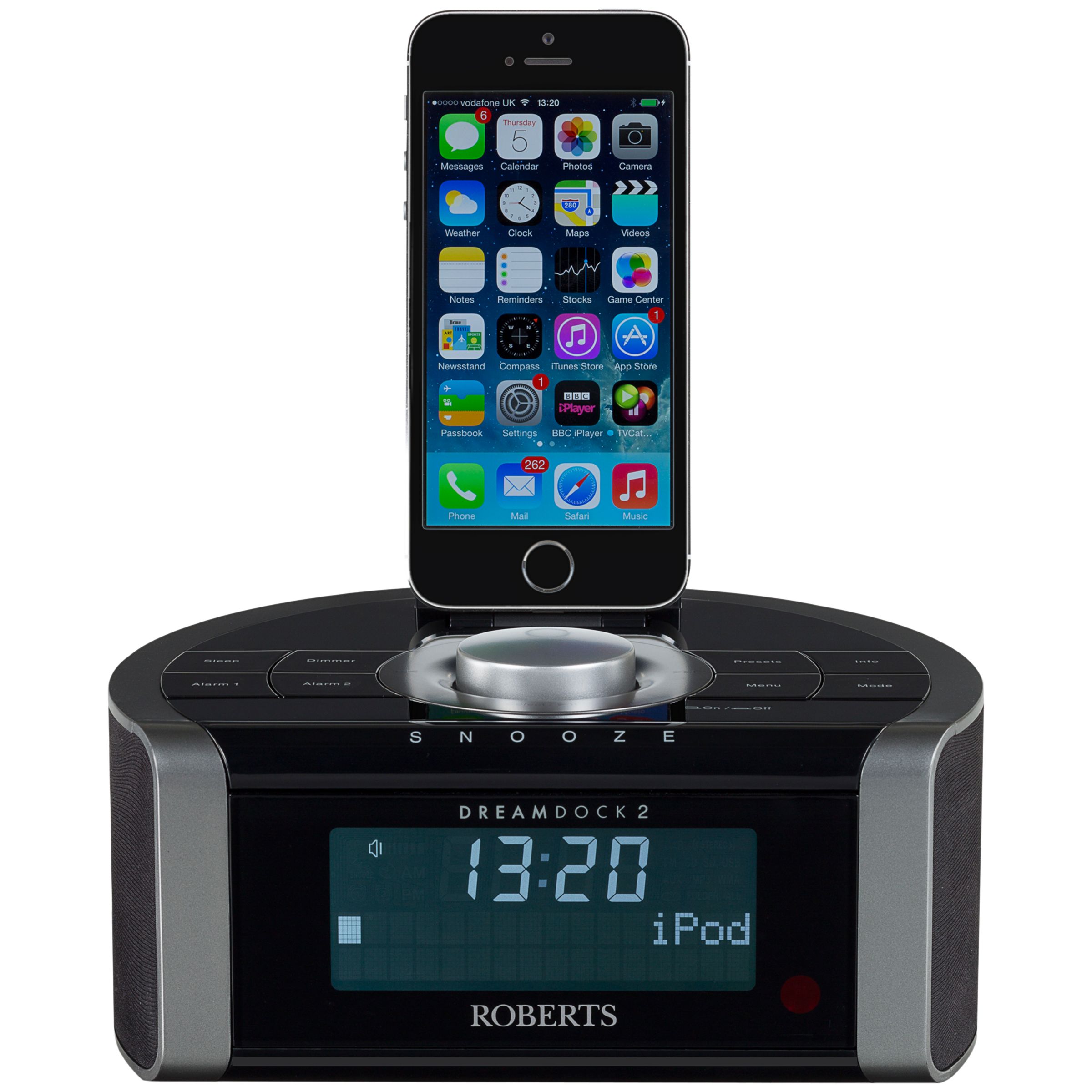ROBERTS DREAMDOCK2 DAB/DAB+/FM Digital Clock Radio with iPod/iPhone Dock - Lighting Connector