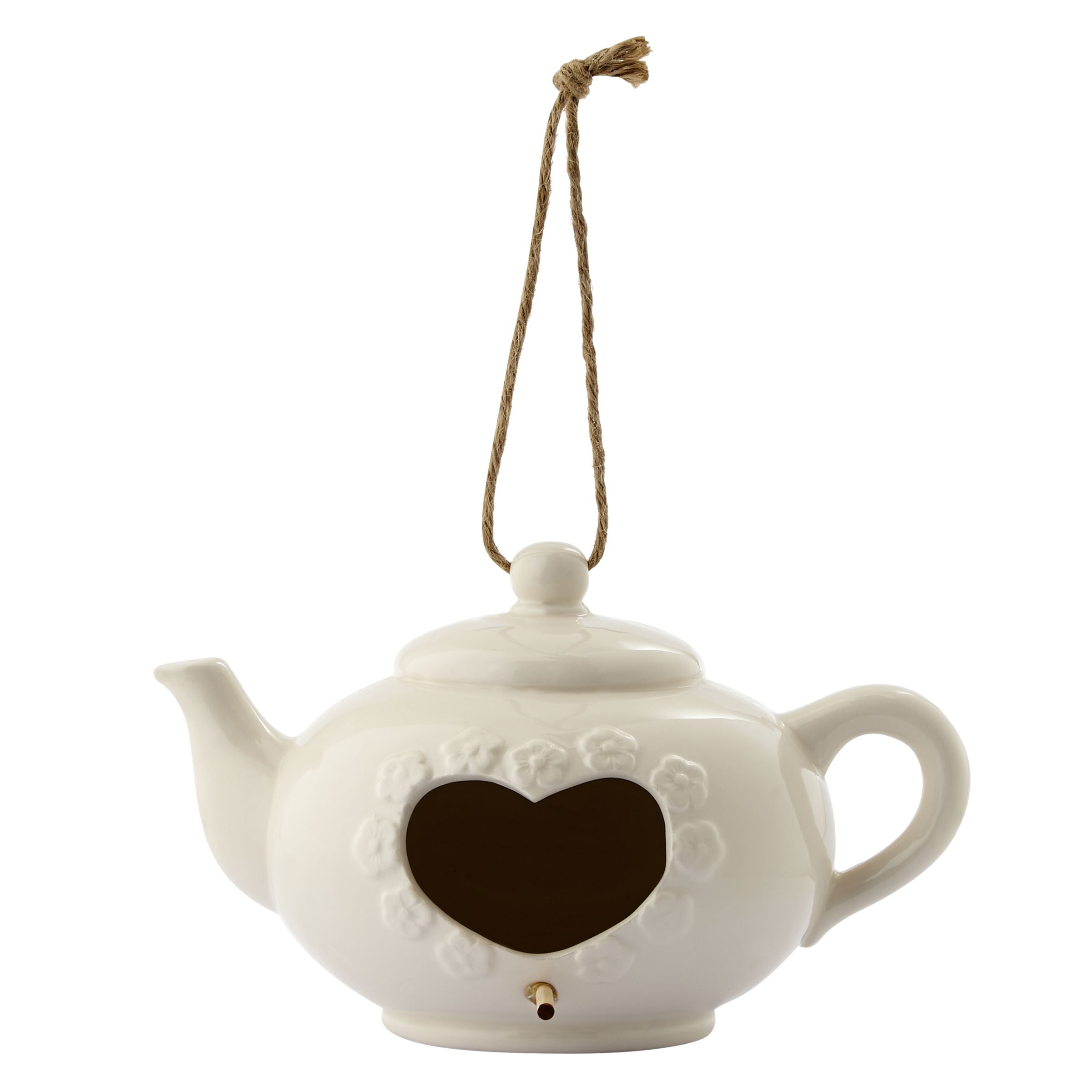 Porcelain Teapot Bird House, Cream