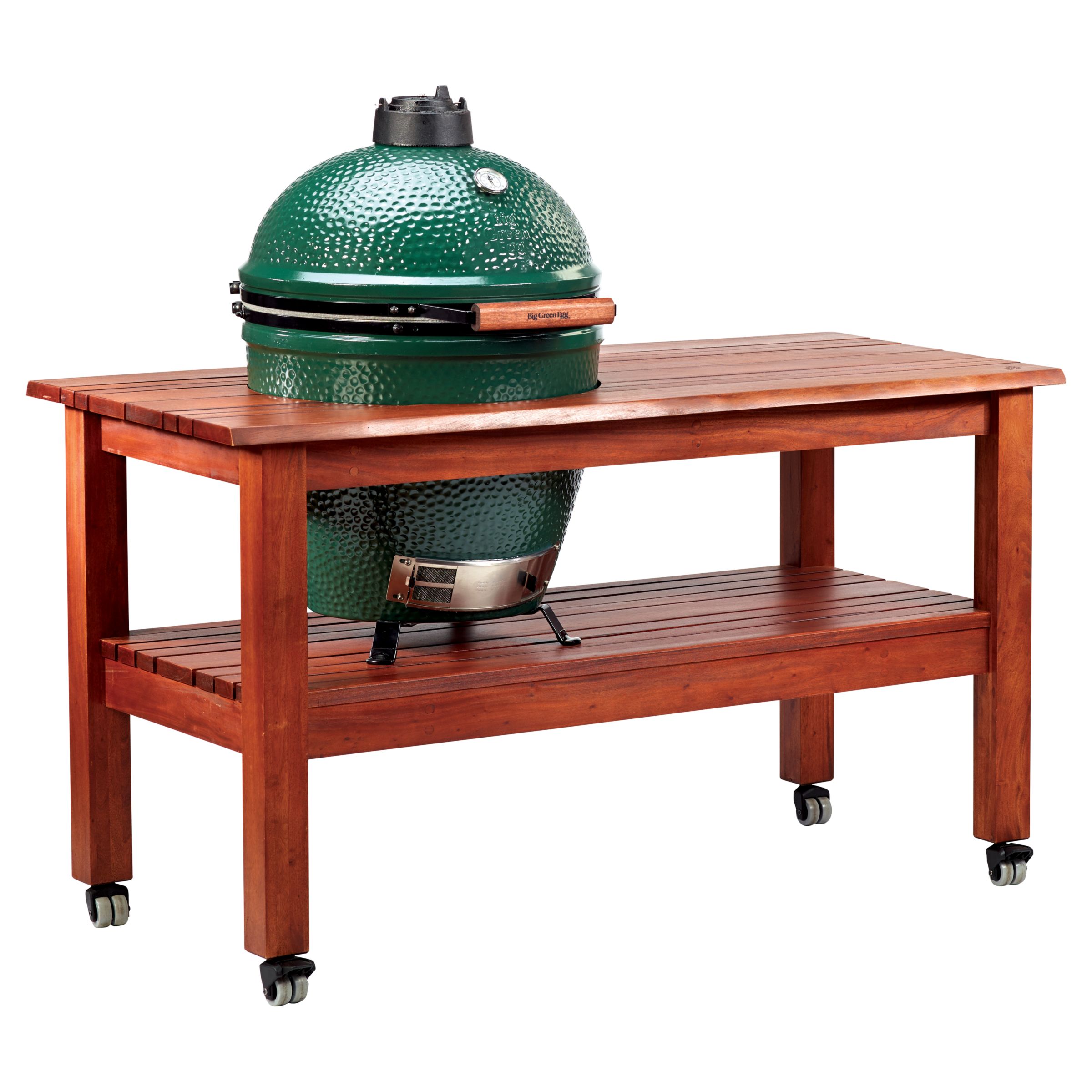 Big Green Egg Large Ceramic Charcoal Barbecue with Slatted FSC Mahogany Table