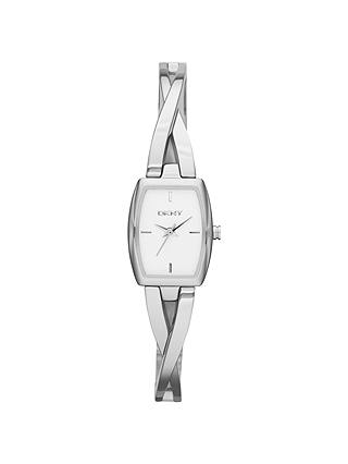 DKNY NY2234 Women's Crosswalk Rectangle Bracelet Strap Watch, Silver/White