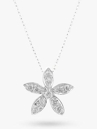 Buy EWA 18ct White Gold Diamond Flower Pendant Online at johnlewis