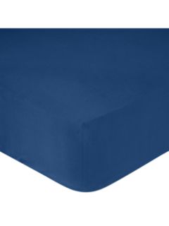 John Lewis 200 Thread Count Fitted Sheet, Single, Dark Blue