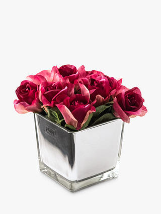 Peony Artificial Roses in Mirror Cube, Large