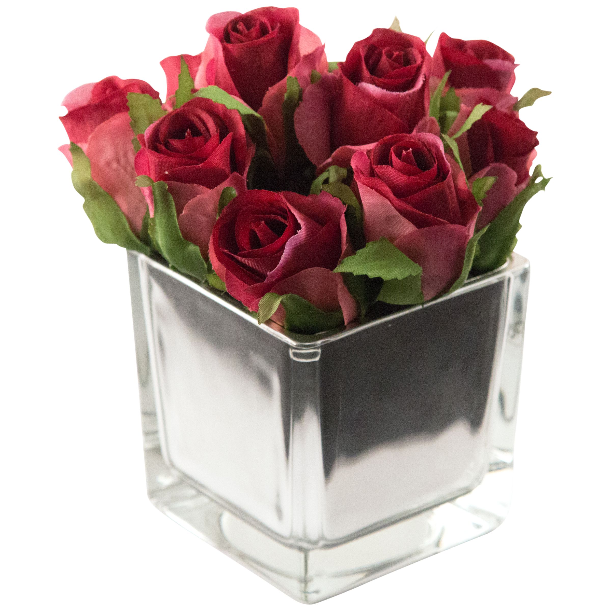 Peony Artificial Roses in Mirror Cube