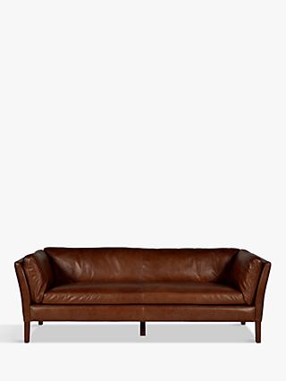 Halo Groucho Medium 3 Seater Leather Sofa, Dark Leg