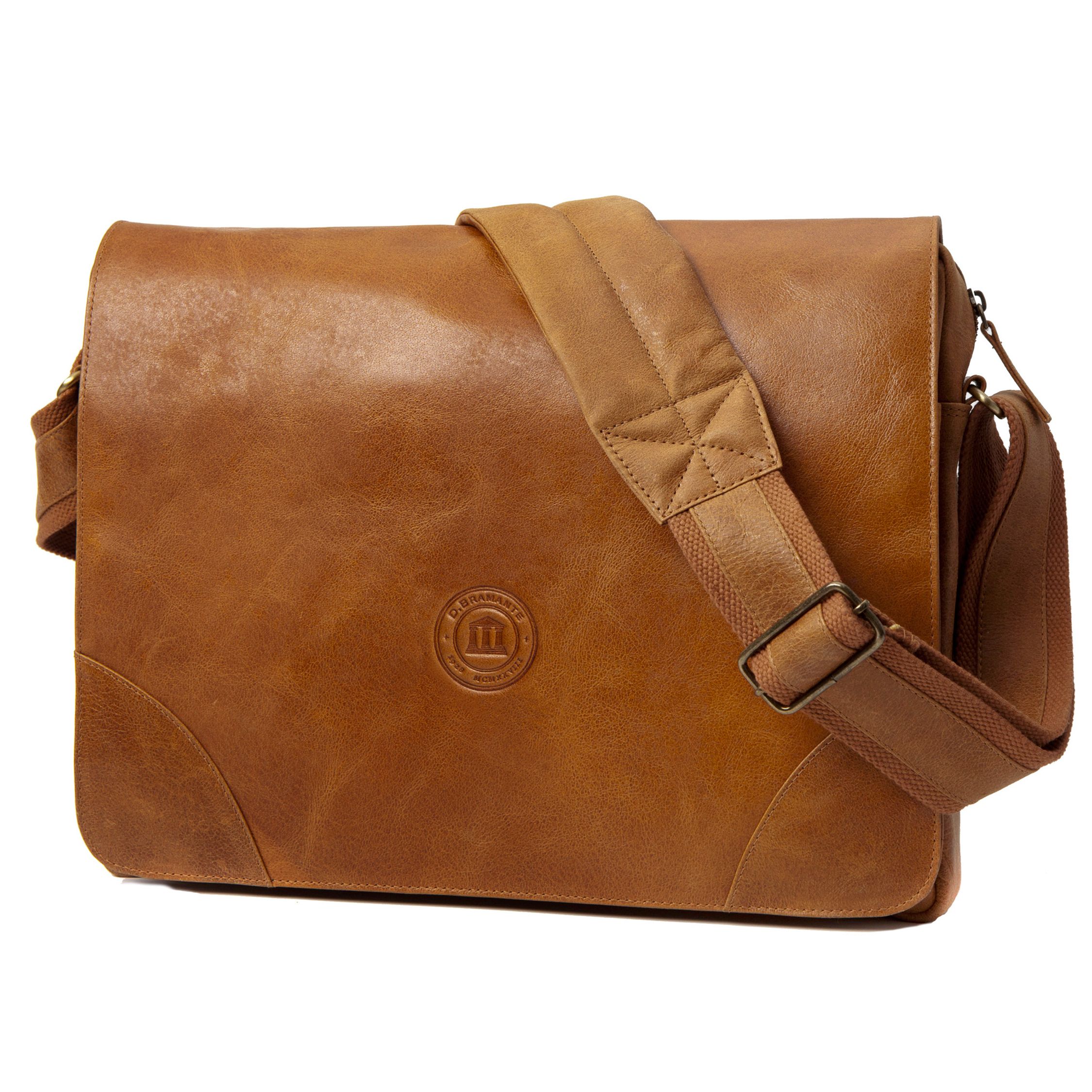 dbramante1928 Leather Rosenborg Messenger Bag for Laptops up to 16", Tan