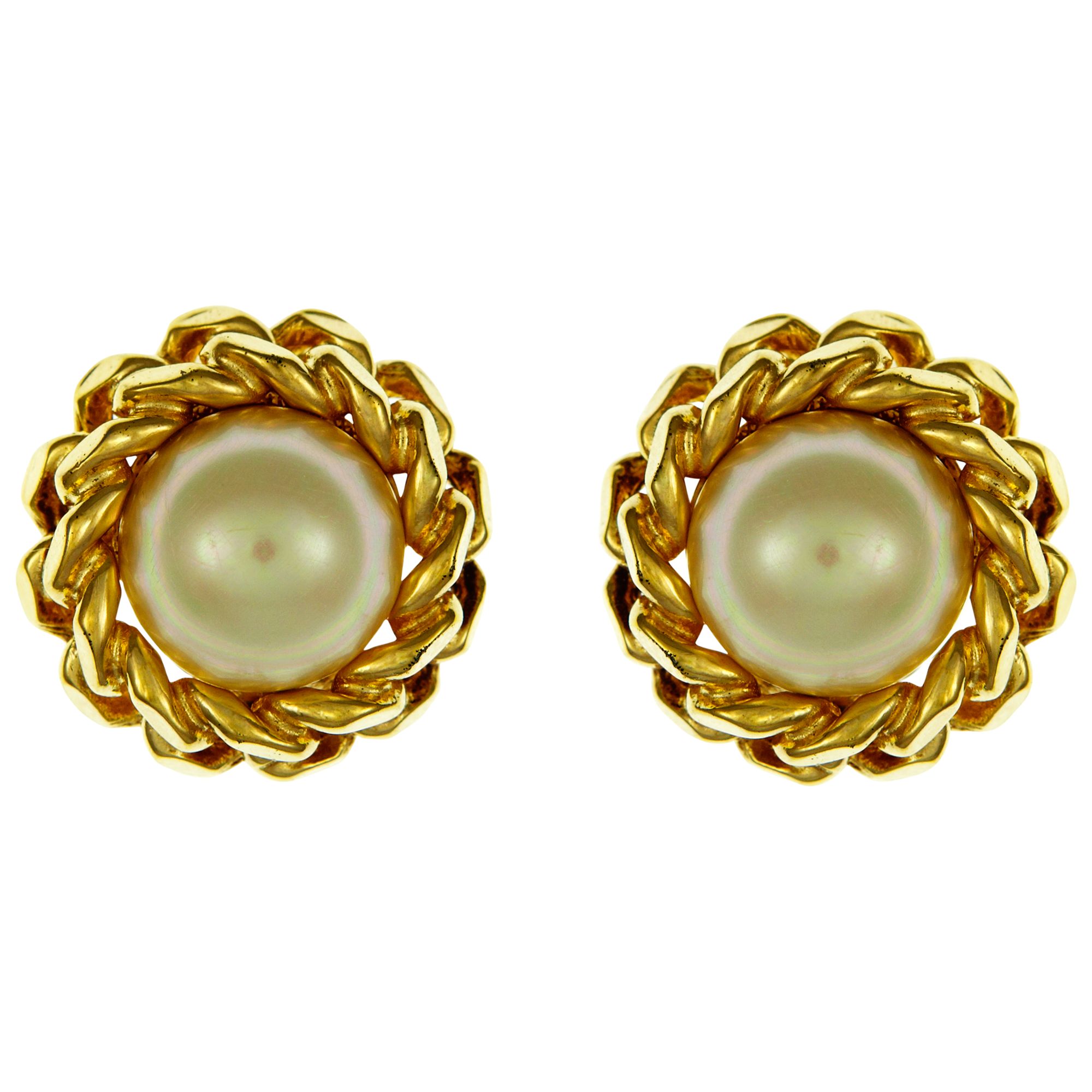 Buy Eclectica Vintage 1960s Christian Dior Pearl and Chain Clip-On Earrings, Gold/Pearl Online at johnlewis.com