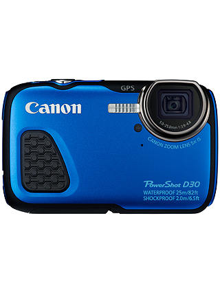 Canon PowerShot D30 Waterproof Camera, HD 1080p, 12.1MP, 5x Optical Zoom, GPS, 3" LCD Screen, Blue