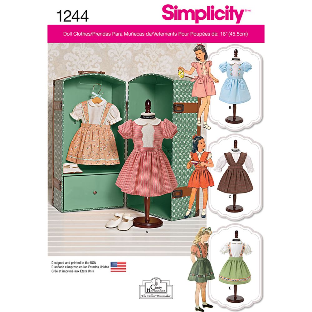 Simplicity Vintage Dolls Clothes Sewing Pattern, 1244