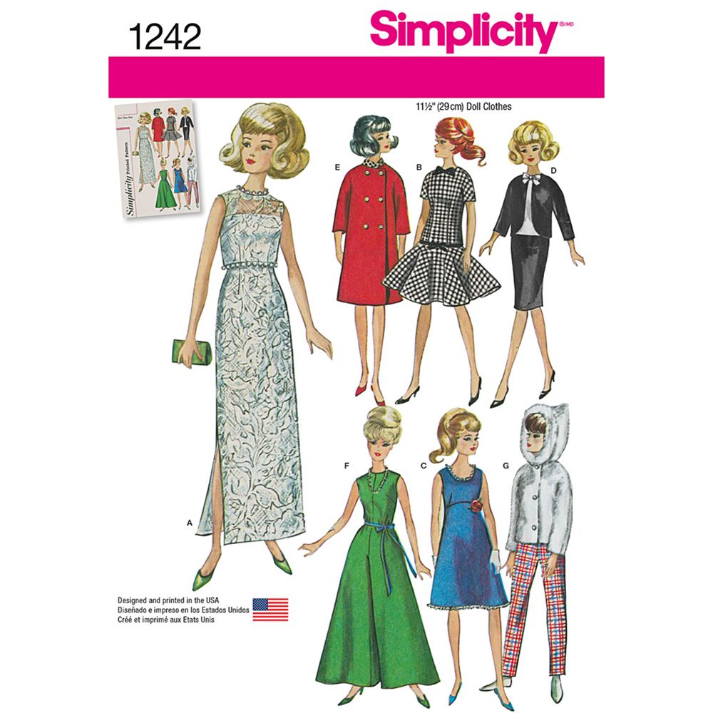 Simplicity Dolls Clothes Sewing Pattern, 1242