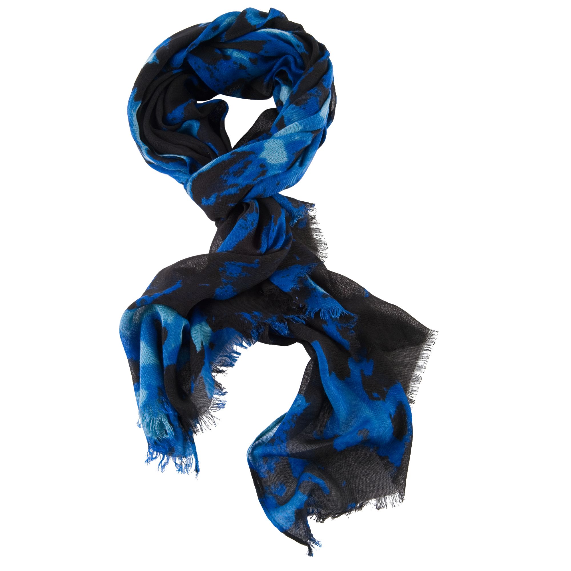 Chesca Floral Printed Scarf, Blue/Black