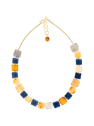 Be-Jewelled Amber and Lapis Gold Plated Collar Necklace, Multi