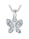 Jools by Jenny Brown Rhodium Plated Silver Cubic Zirconia Butterfly Pendant Necklace, Silver