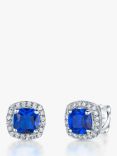 Jools by Jenny Brown Pavé Surround Cushion Square Cubic Zirconia Stud Earrings, Sapphire