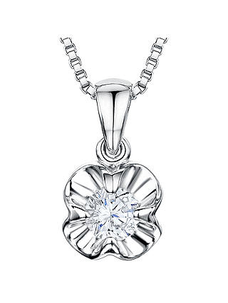Jools by Jenny Brown Sterling Silver Cubic Zirconia Flower Pendant, Silver