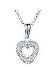 Jools by Jenny Brown Rhodium Plated Silver Cubic Zirconia Heart Pendant, Silver