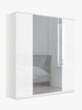 John Lewis Elstra 200cm Wardrobe with White Glass and Mirrored Hinged Doors