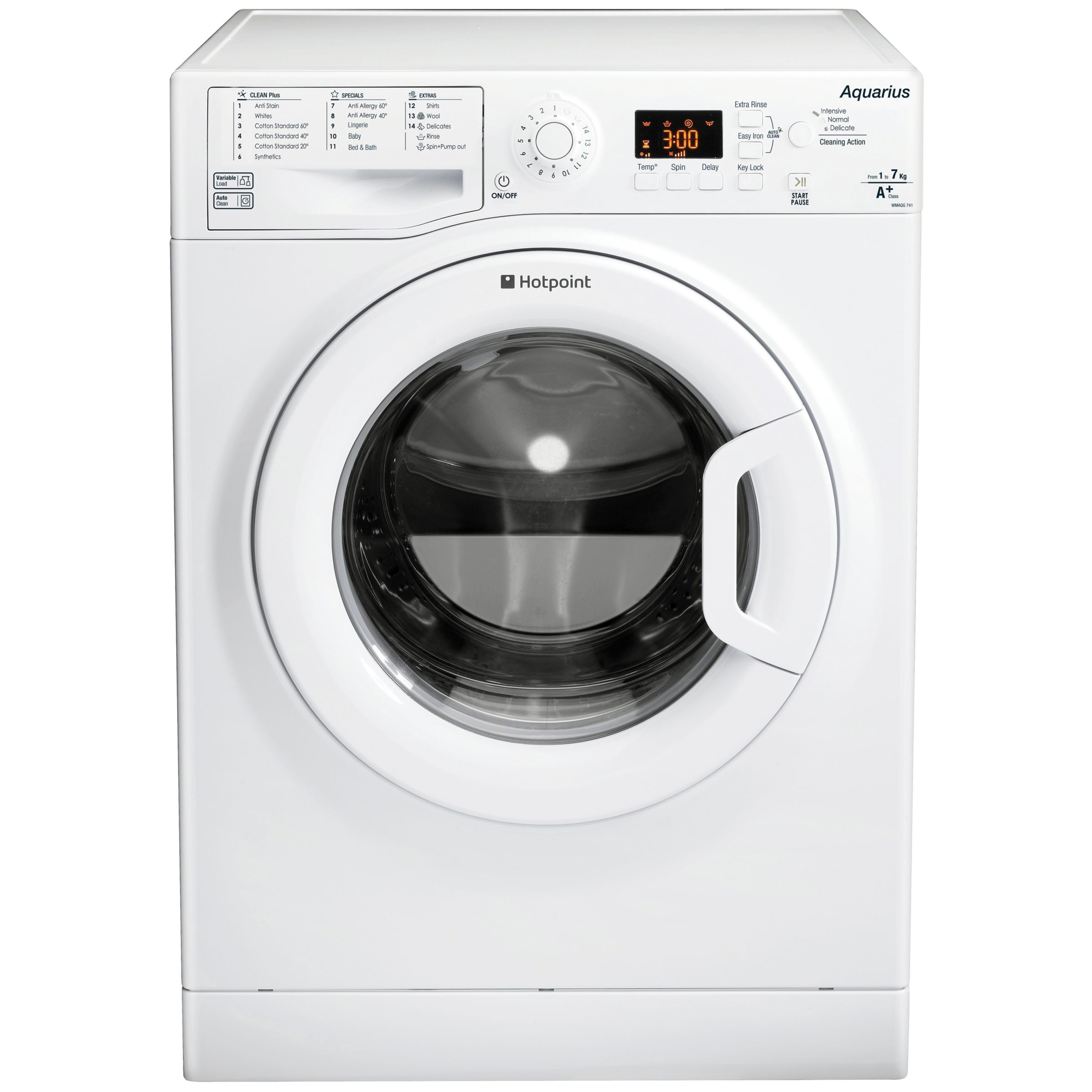 Hotpoint WMAQG741P Freestanding Washing Machine, 7kg Load, A+ Energy Rating, 1400rpm Spin in White