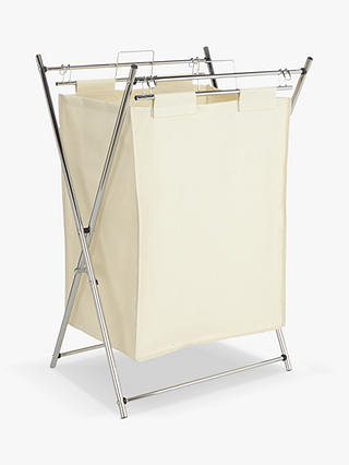 John Lewis & Partners The Basics Chrome Foldable Laundry Hamper, White