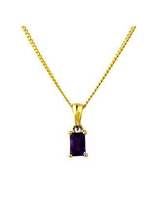 A B Davis 9ct Gold Amethyst Pendant Necklace, Purple